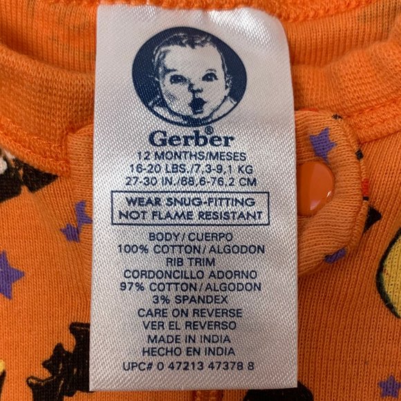 Gerber Orange Halloween Zip Up Onesie - Picture 5 of 6
